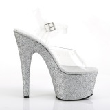 Silver glitter 18 cm Pleaser ADORE-708HMG Pole dancing high heels shoes
