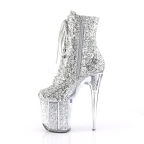 Silver glitter 20 cm Pleaser FLAMINGO-1020G Pole dancing ankle boots