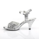 Silver glitter 8 cm Fabulicious BELLE-309G low heeled sandals