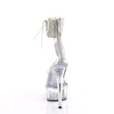 Silver rhinestone 15 cm DELIGHT-624RS pleaser high heels with ankle cuff