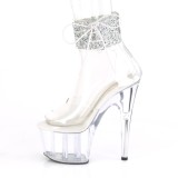 Silver rhinestone 18 cm ADORE-724RS-02 pleaser high heels with ankle cuff