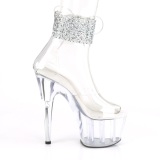 Silver rhinestone 18 cm ADORE-724RS pleaser high heels with ankle cuff