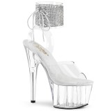 Silver rhinestone 18 cm ADORE-791-2RS pleaser high heels with ankle cuff