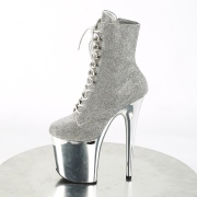 Silver rhinestones 20 cm FLAMINGO-1020CHRS pleaser high heels ankle boots