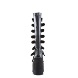 Sleehakken 14 cm S815 PU zwarte plateau laarzen dames met gespen