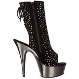 Strass 16 cm Pleaser DELIGHT-1018RS Chroom Plateau Enkellaarzen