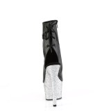 Strass 18 cm ADORE-1018LG open teen platform boots met hak zwart