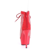 Strass netstof 15 cm DELIGHT veterboots met plateau en hakken in rood