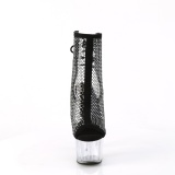 Strass steentjes 18 cm ADORE-1018RM Zwarte plateau boots hoge hakken