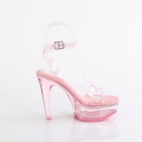 Transparant 13 cm MARTINI-505 Roze plateau sandalen hoge hakken