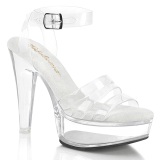 Transparant 13 cm MARTINI-505 Witte plateau sandalen hoge hakken