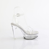 Transparant 13 cm MARTINI-505 Witte plateau sandalen hoge hakken