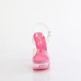 Transparant 13 cm MARTINI-508 Roze plateau sandalen hoge hakken