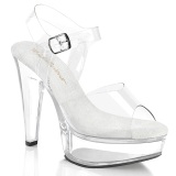 Transparant 13 cm MARTINI-508 Witte plateau sandalen hoge hakken