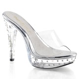 Transparant 14 cm COCKTAIL-501SDT Mules Strass Hakken