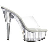 Transparant 15,5 cm Pleaser DELIGHT-601 Plateau Mules Schoenen