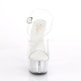 Transparant 15 cm FLASH-608CH pole dance sandalen met LED verlichting plateau