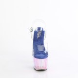Transparant 18 cm ADORE-708HT Blauwe plateau sandalen hoge hakken