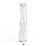 Transparant 18 cm BEJEWELED-1018C-2RS dames enkellaarsjes met strass plateau