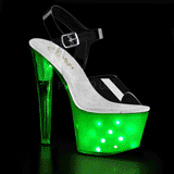Transparant 18 cm ILLUMINATOR-708 pole dance sandalen met LED verlichting plateau