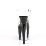 Transparant 18 cm LOVETHORN-708CRS pleaser sandalen met zilveren strass zolen