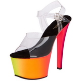 Transparant 18 cm RAINBOW-308UV Sandalen met Neon Plateau