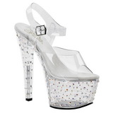 Transparant 18 cm STARDANCE-708 Strass Plateau Hoge Hakken