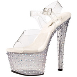 Transparant 18 cm STARDANCE-708 Strass Plateau Hoge Hakken