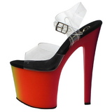Transparant 19 cm RAINBOW-708UV Sandalen met Neon Plateau
