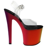 Transparant 19 cm RAINBOW-708UV Sandalen met Neon Plateau