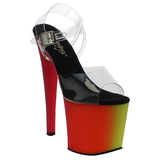 Transparant 19 cm RAINBOW-708UV Sandalen met Neon Plateau