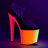 Transparant 19 cm RAINBOW-708UV Sandalen met Neon Plateau