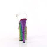 Transparant 20 cm FLAMINGO-808RBG glitter plateauschoenen hoge hakken