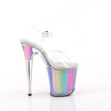 Transparant 20 cm FLAMINGO-808RG-01 glitter plateauschoenen hoge hakken