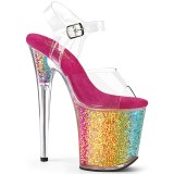 Transparant 20 cm FLAMINGO-808RG-02 glitter plateauschoenen hoge hakken