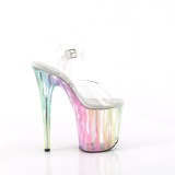 Transparant 20 cm FLAMINGO-808RG-03 glitter plateauschoenen hoge hakken