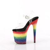 Transparant 20 cm FLAMINGO-808RG-04 glitter plateauschoenen hoge hakken