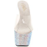 Transparant Zilver 18 cm BEJEWELED-701DM Strass Plateau Mules