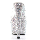 Transparant Zilver 18 cm BEJEWELED-701MS Strass Plateau Mules