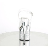 Transparante hakken 18 cm ESTEEM-708CHLG plateau pole dance sandalen zilveren
