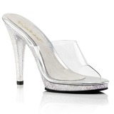 Transparent 11,5 cm Fabulicious FLAIR-401MG glitter mules shoes