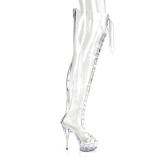 Transparent 15 cm DELIGHT-3026 overknee boots with laces