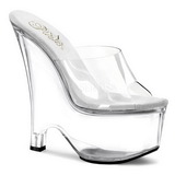 Transparent 16,5 cm Pleaser BEAU-601 Platform Wedge Mules