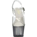 Transparent 18 cm ADORE-708MG glitter platform high heels shoes