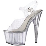 Transparent 18 cm ADORE-708MMG glitter platform high heels shoes