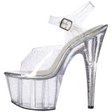 Transparent 18 cm ADORE-708MMG glitter platform high heels shoes