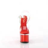 Transparent 18 cm ESTEEM-708 platform pole dance high heel sandals red
