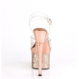 Transparent 18 cm ESTEEM-708CHLG platform pole dance high heel sandals gold