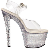 Transparent 18 cm STARDANCE-708 Rhinestone Platform High Heels