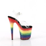 Transparent 20 cm FLAMINGO-808RG-04 glitter platform high heels shoes